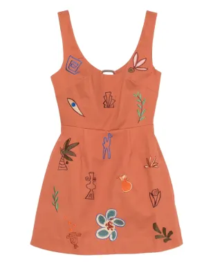 ALEMAIS Dusty embroidered ミニドレス - オレンジ - サムネイル1