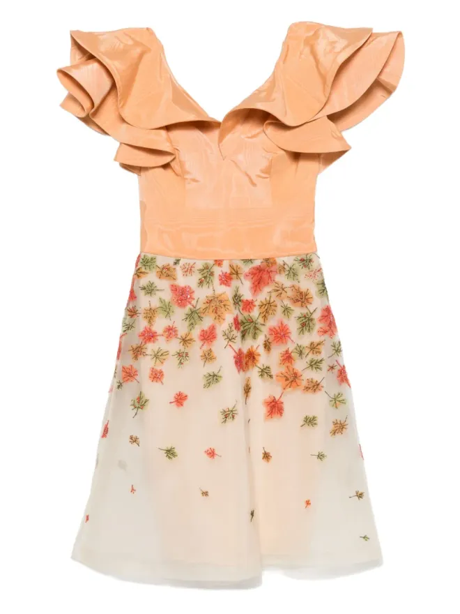 Gemy Maalouf Gemy Maalouf オレンジの葉モチーフフリルドレスの商品画像
