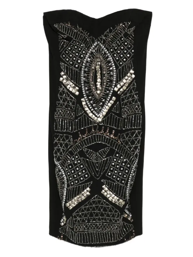 Gemy Maalouf Gemy Maalouf ビーズ装飾ストラップレスミニドレス - ブラックの商品画像