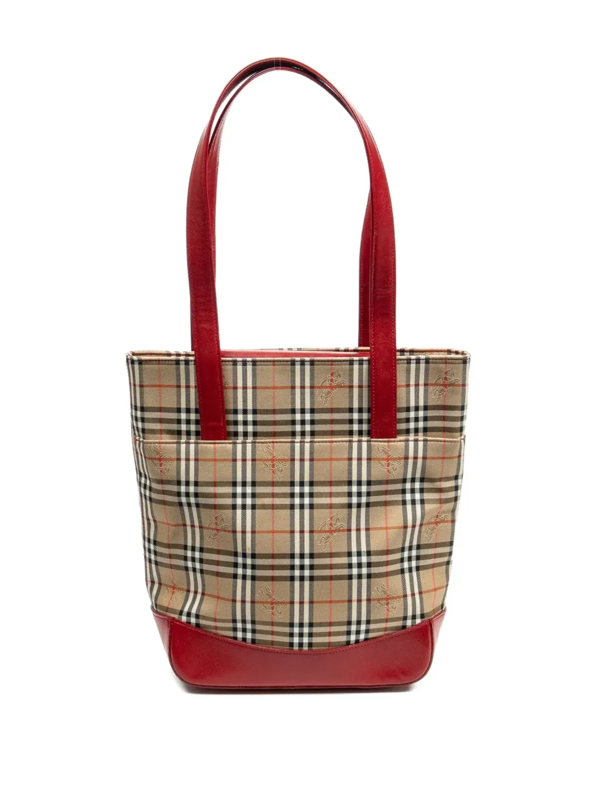 Burberry Pre-Owned チェック柄レザートリム トートバッグ - ベージュ系 - 画像2
