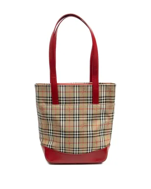 Burberry Pre-Owned チェック柄レザートリム トートバッグ - ベージュ系 - サムネイル2