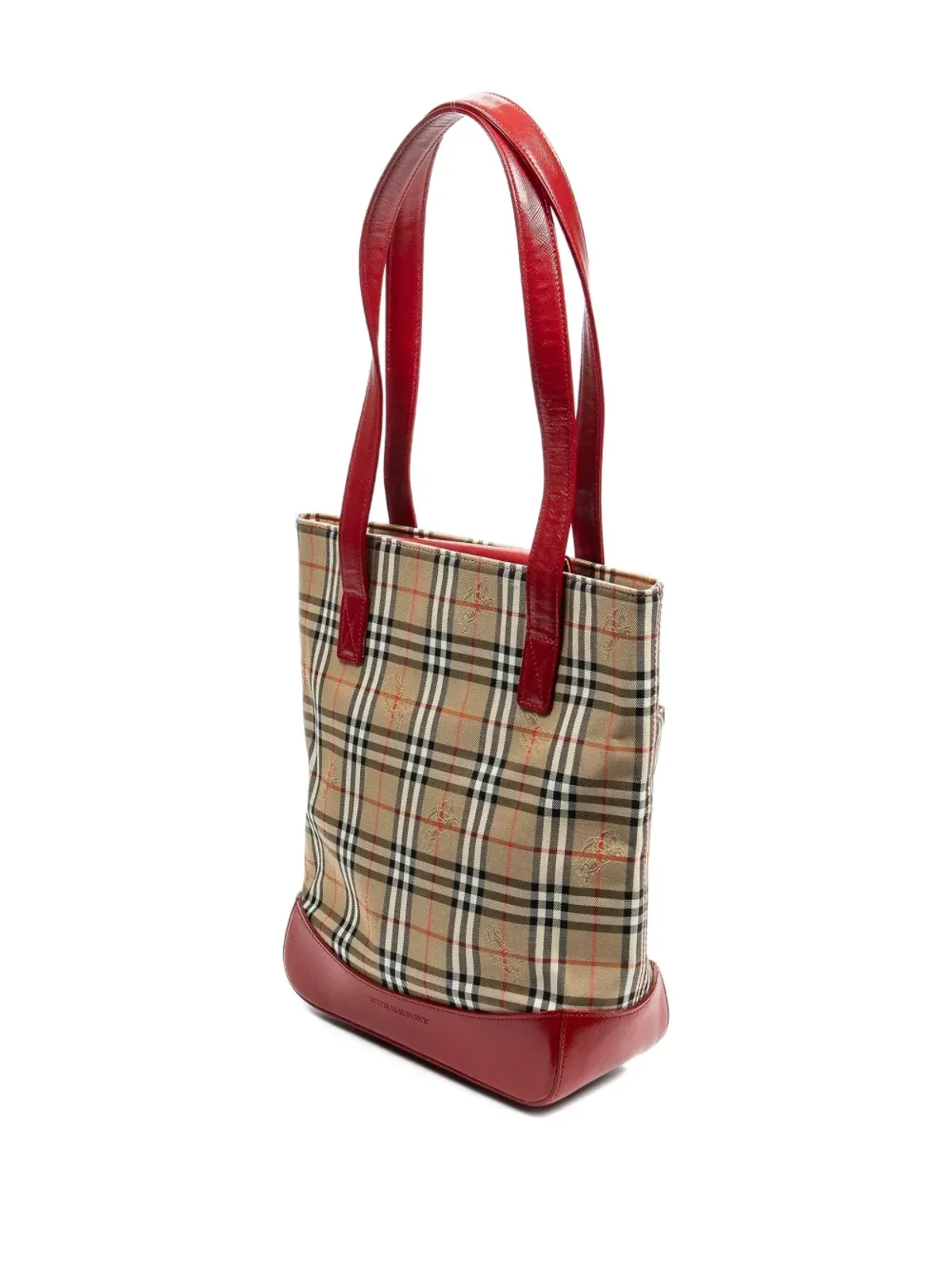 Burberry Pre-Owned チェック柄レザートリム トートバッグ - ベージュ系 - 画像3