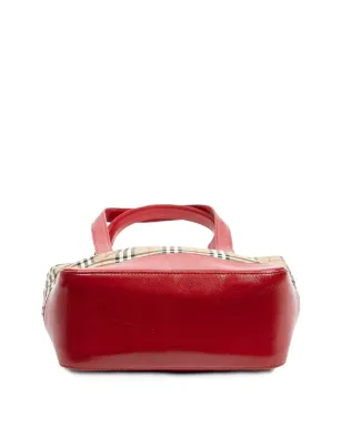 Burberry Pre-Owned チェック柄レザートリム トートバッグ - ベージュ系 - サムネイル4