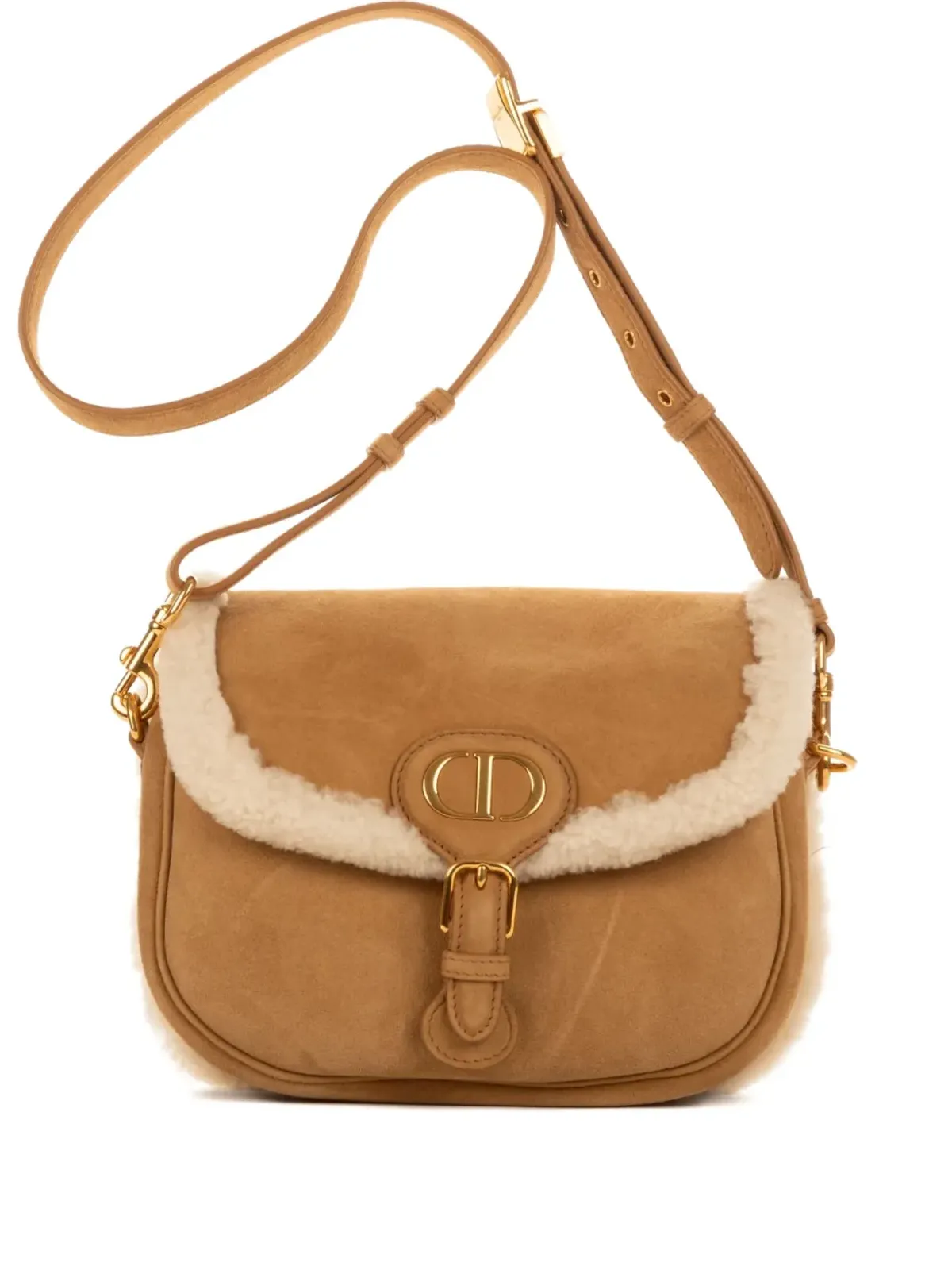 Christian Dior Vintage 2000s shearling-trimmed shoulder bag - Neutrals - 画像1