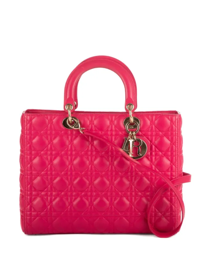 Christian Dior Pre-Owned Christian Dior Pre-Owned Cannage Lady Dior two-way handbag - Pinkの商品画像