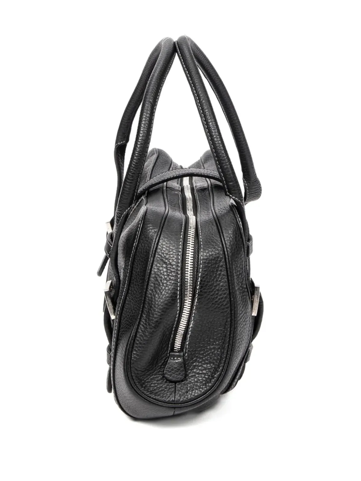 Loewe ビンテージ バックル付きレザー バッグ - ブラック - 画像5