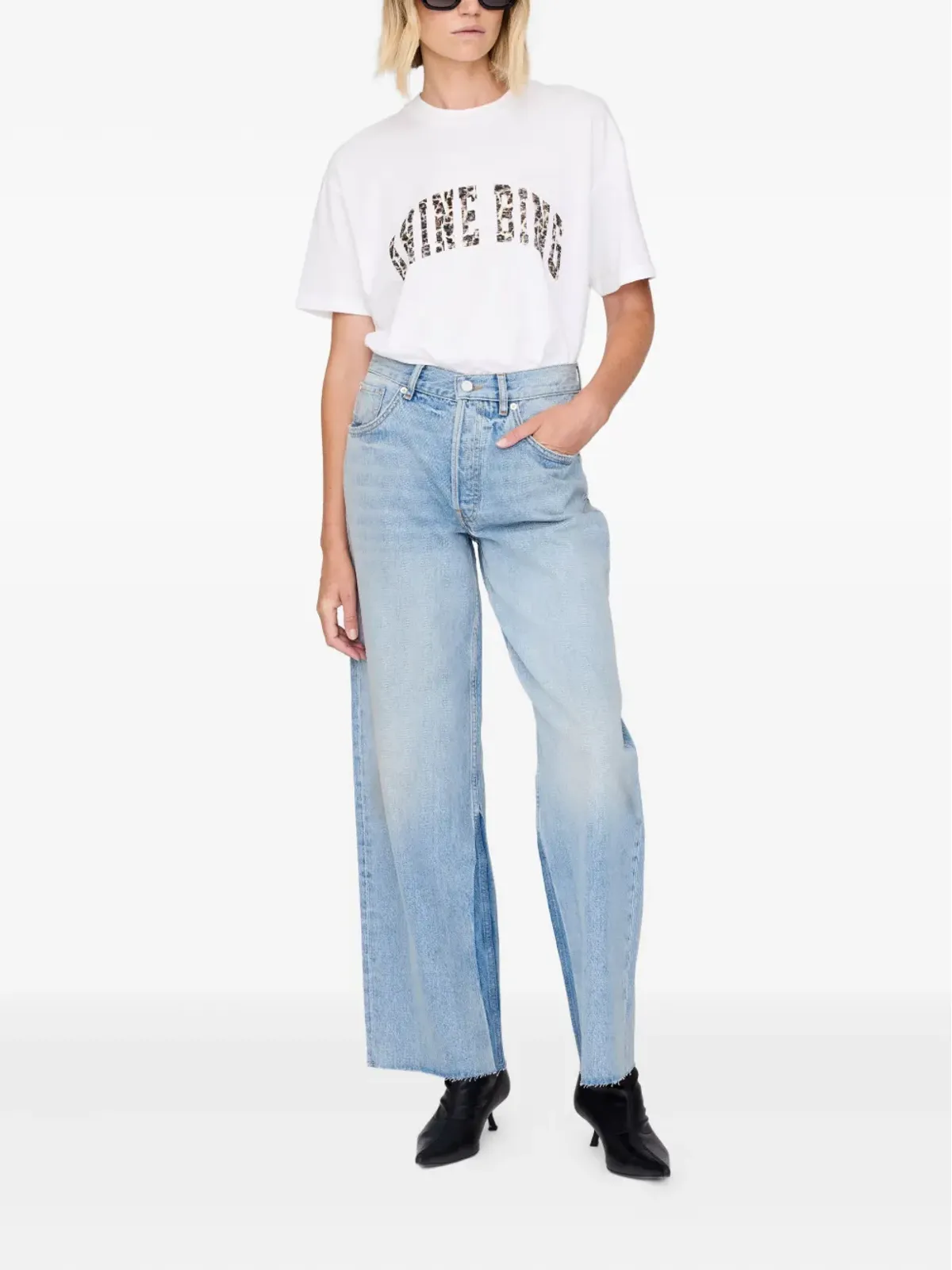 ANINE BING Walker レオパード柄 ロゴ Tシャツ - 画像2