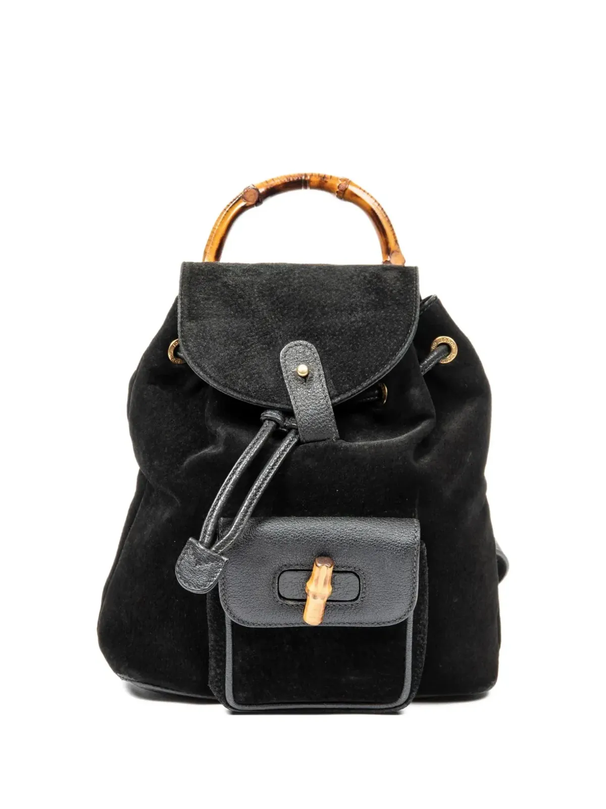 Gucci Pre-Owned スエード バンブーハンドル バックパック - 画像1