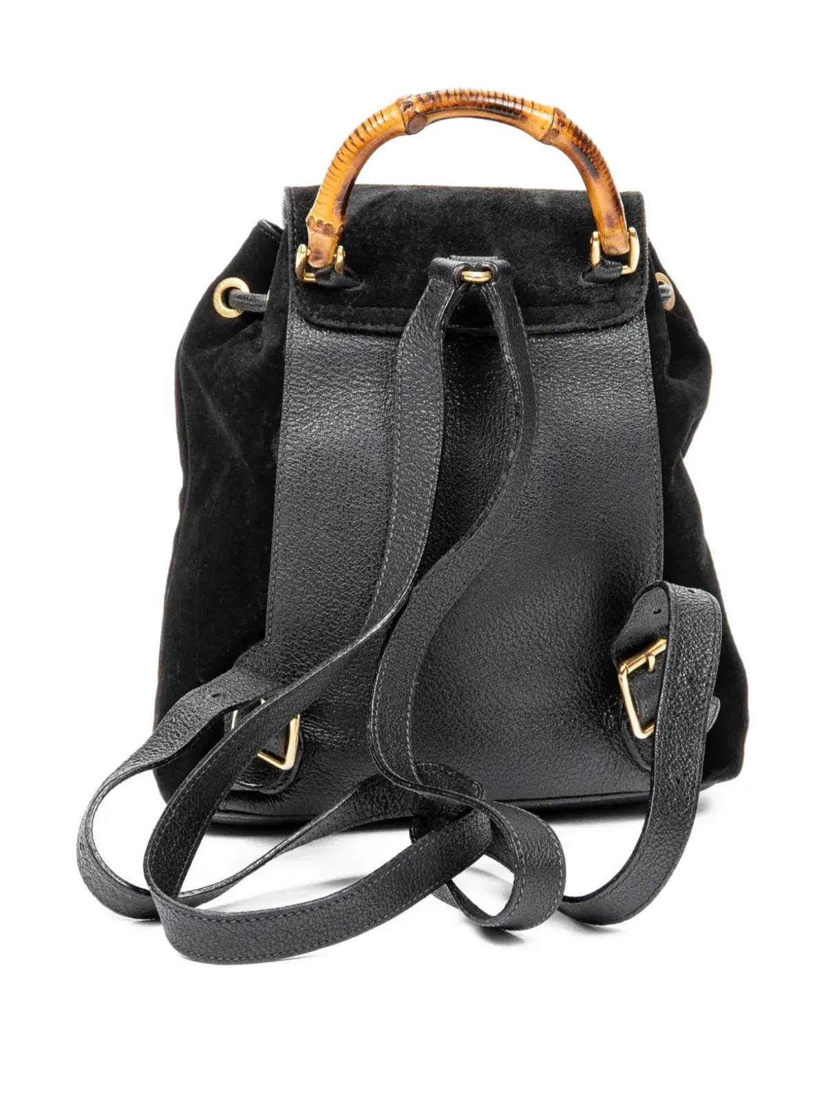 Gucci Pre-Owned スエード バンブーハンドル バックパック - 画像2