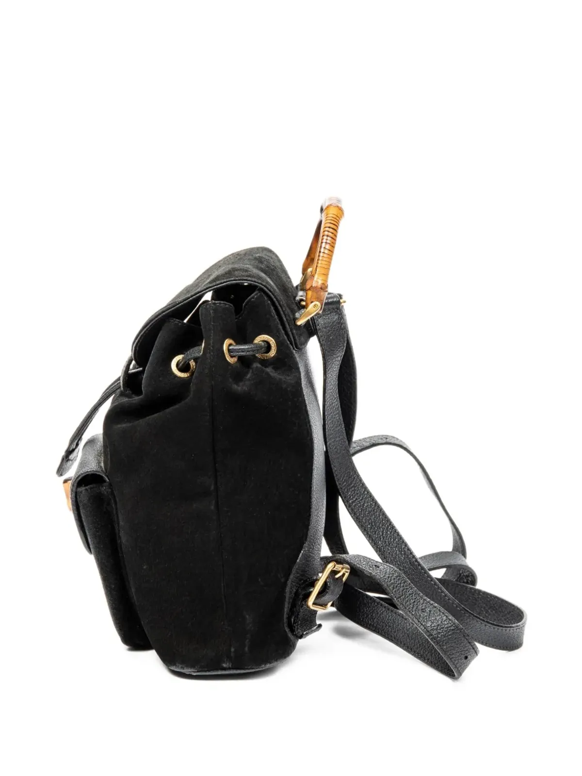 Gucci Pre-Owned スエード バンブーハンドル バックパック - 画像4