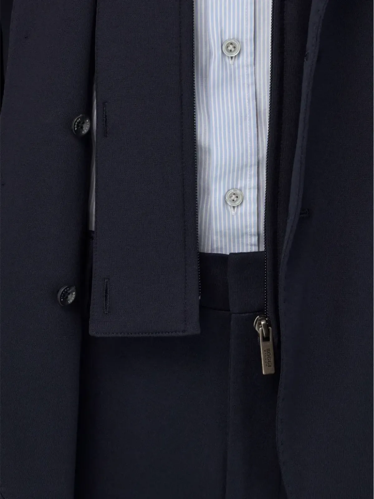 Boggi Milano ブルー フード付きパッチポケットブレザー - 画像5