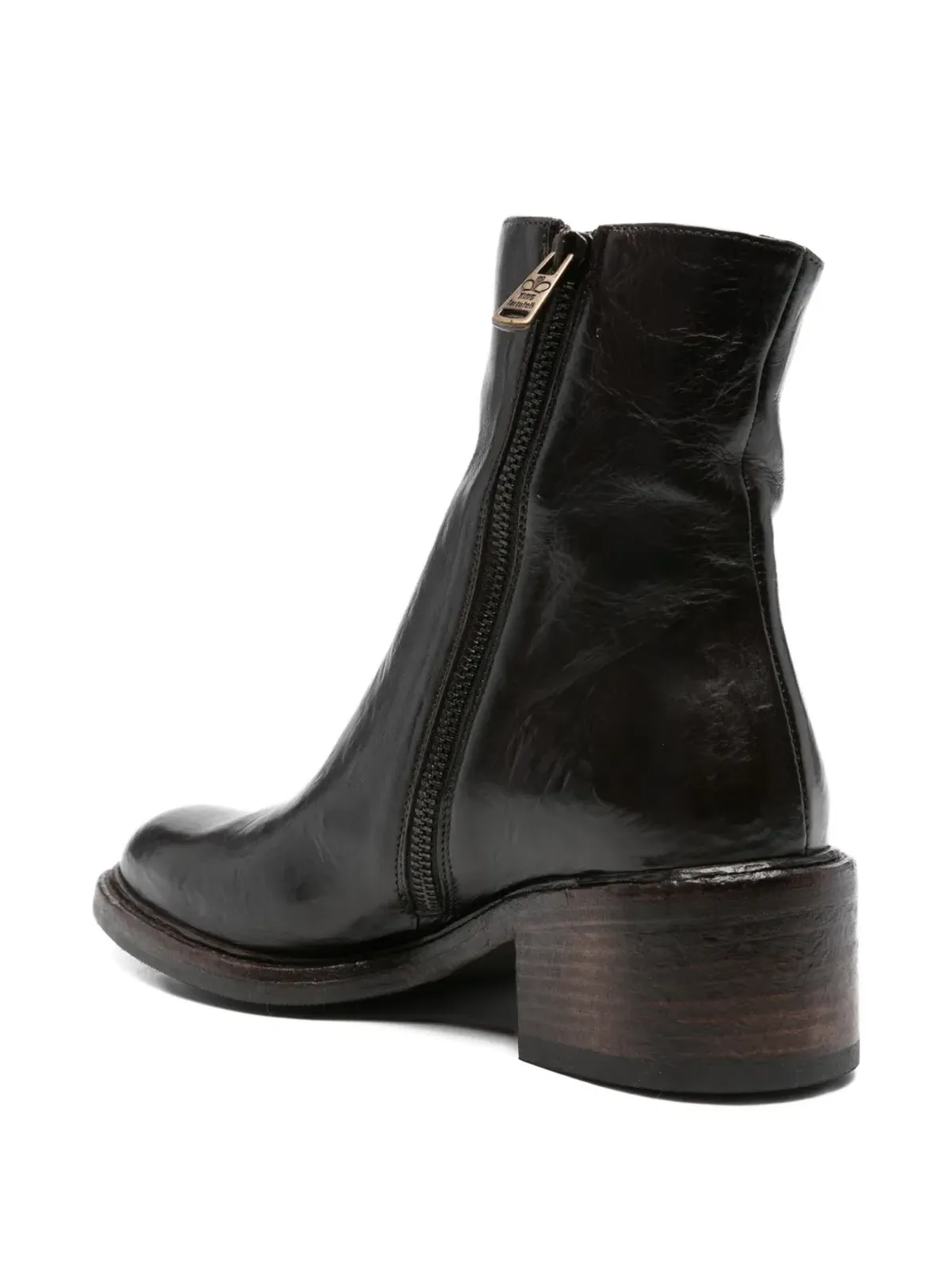 KING TARTUFOLI レザー ジップ付き アンクルブーツ - Brown - 画像3