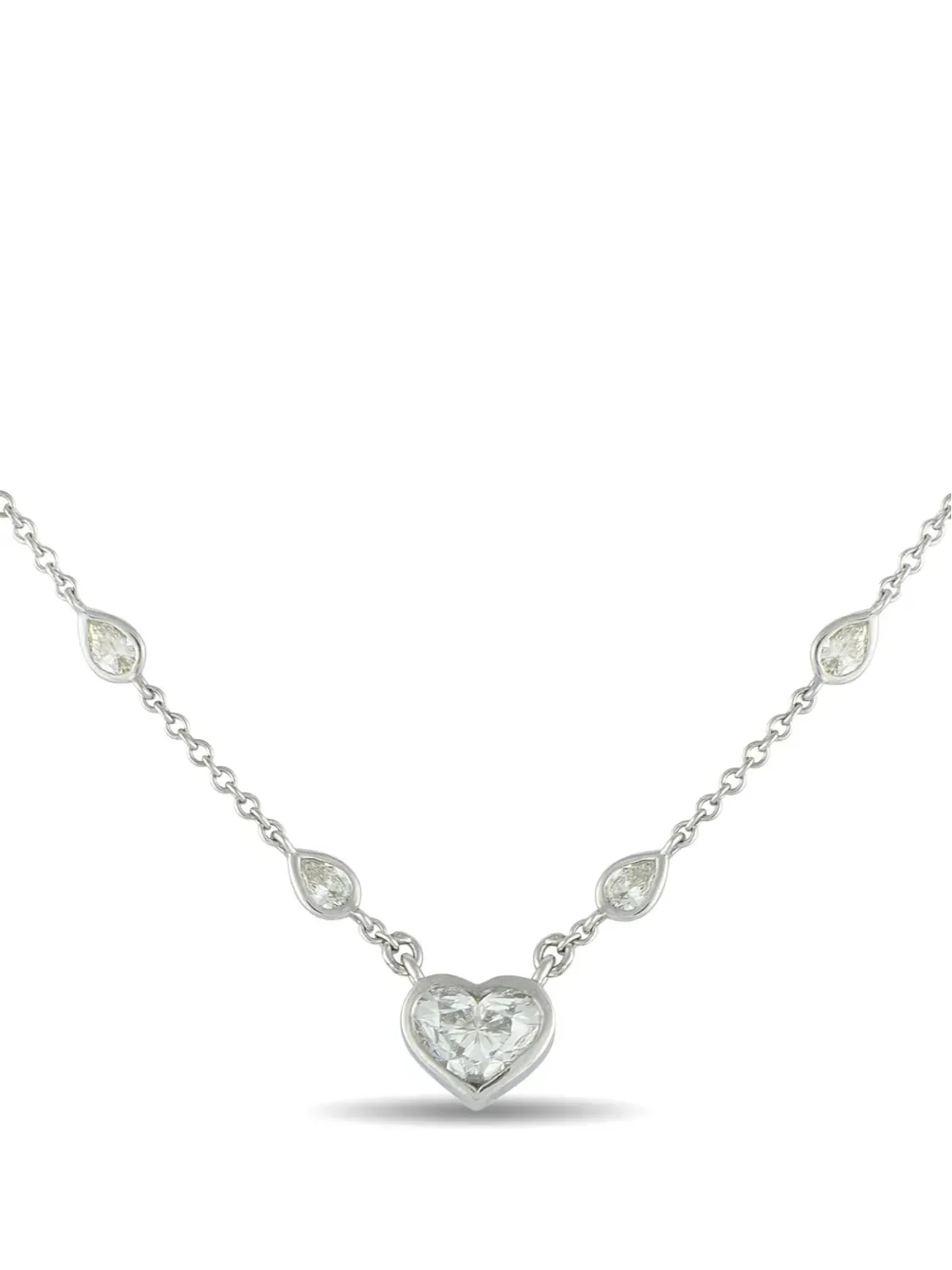 LB Exclusive 18kt white gold heart diamond necklace - Silver - 画像2