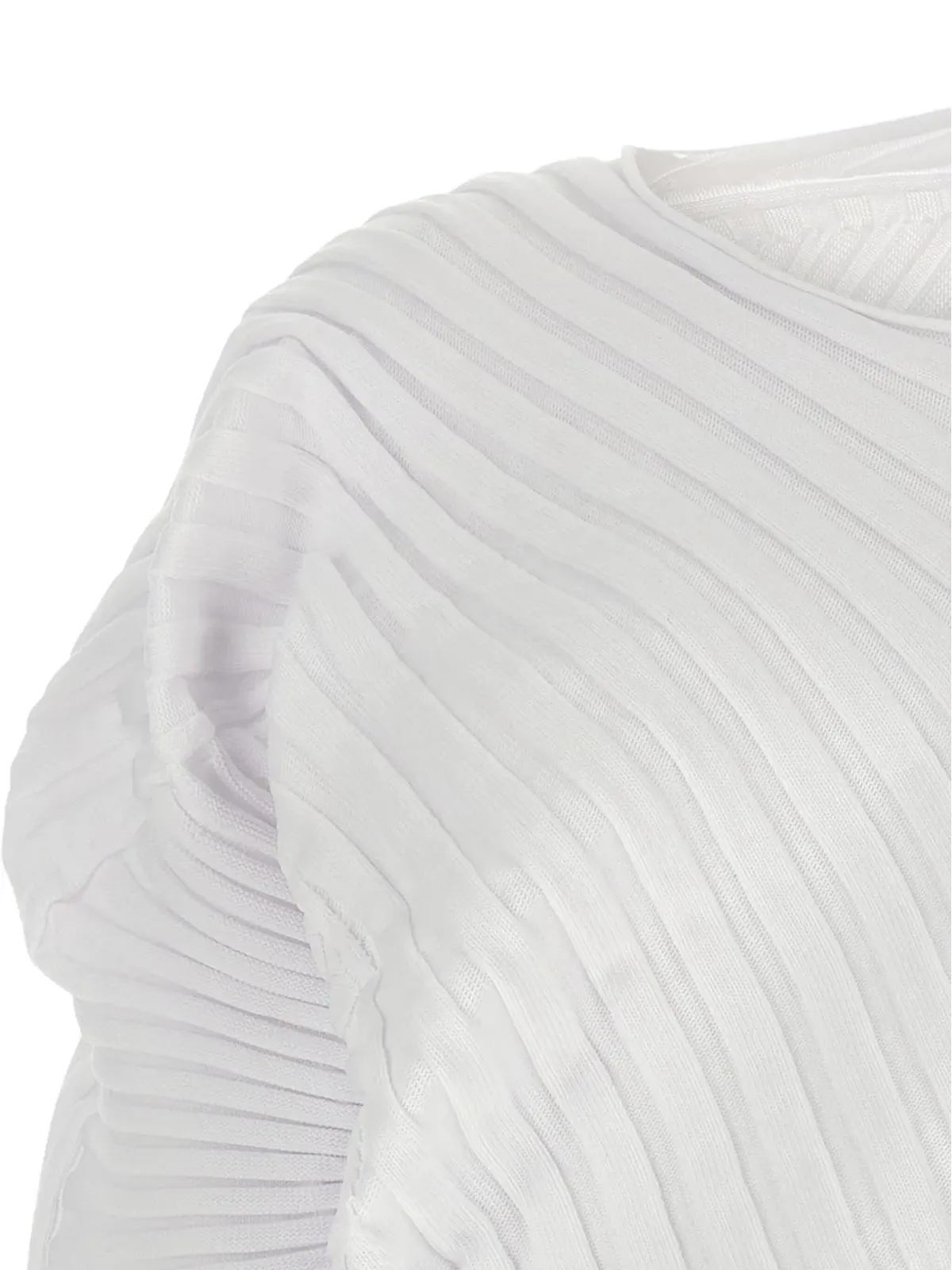 Issey Miyake ribbed asymmetrical top - White - 画像3