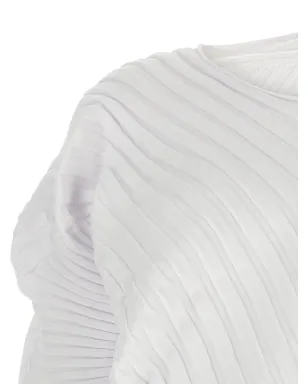 Issey Miyake ribbed asymmetrical top - White - サムネイル3