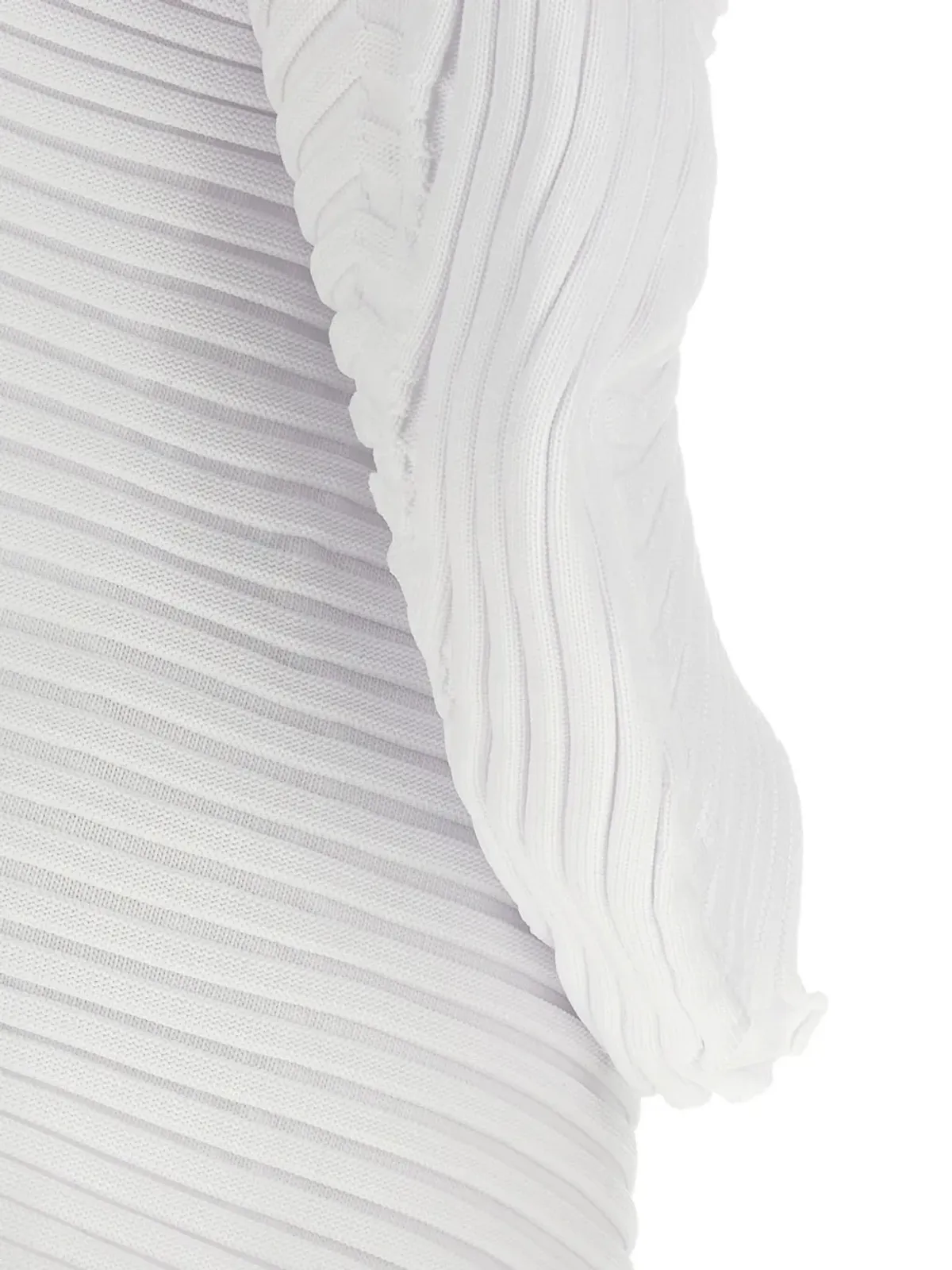 Issey Miyake ribbed asymmetrical top - White - 画像4