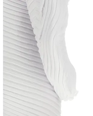 Issey Miyake ribbed asymmetrical top - White - サムネイル4