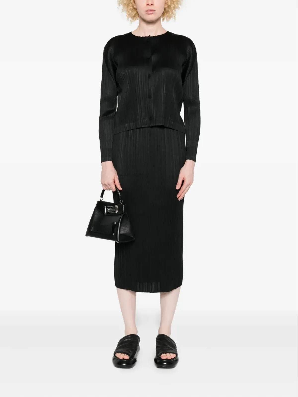 Pleats Please Issey Miyake pleated button-front jacket - Black - 画像2