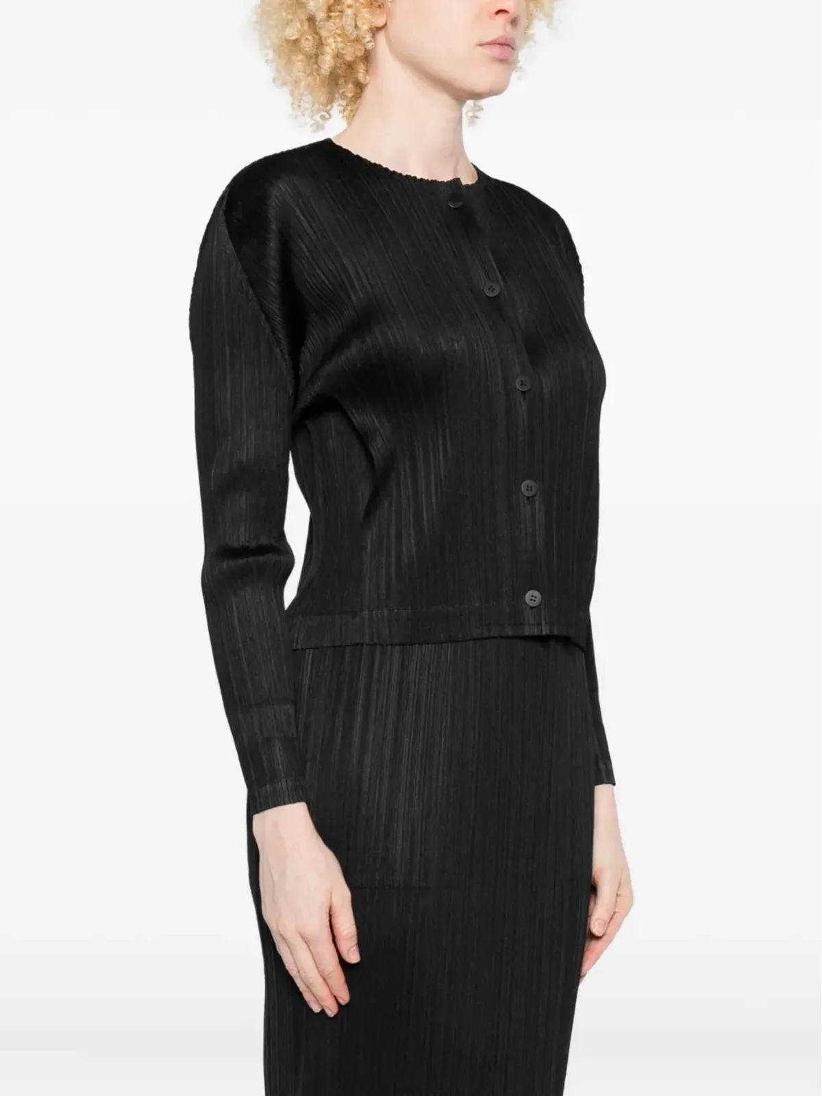 Pleats Please Issey Miyake pleated button-front jacket - Black - 画像3