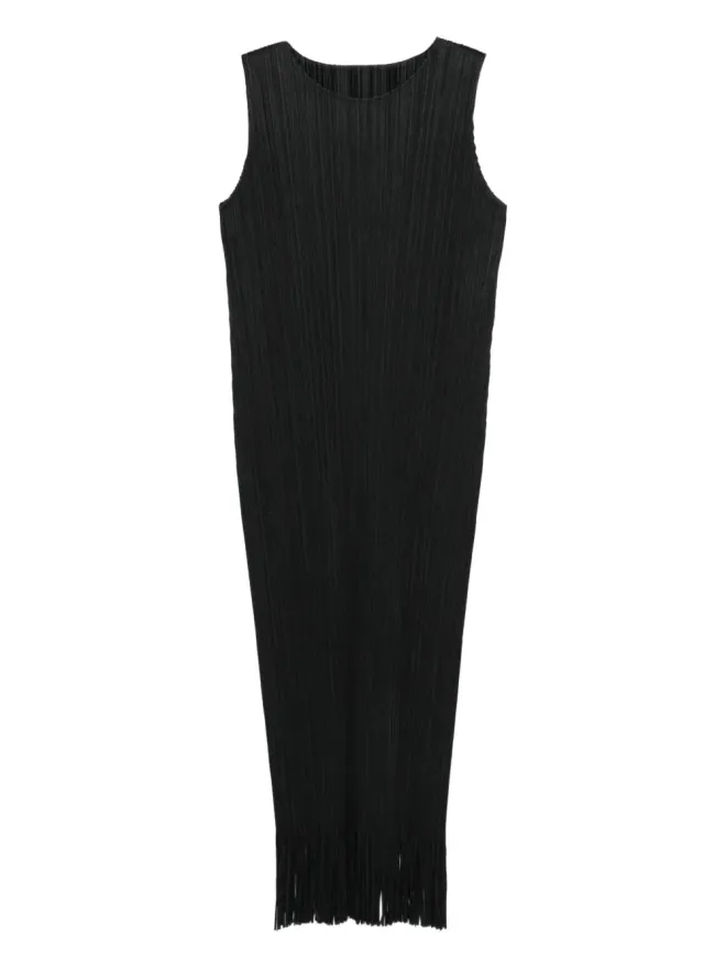 Pleats Please Issey Miyake Pleats Please Issey Miyake ウェーブプリーツ・フリンジ・ミディドレス - ブラックの商品画像