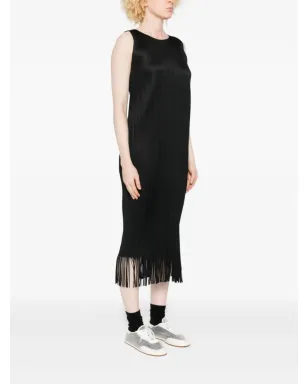 Pleats Please Issey Miyake ウェーブプリーツ・フリンジ・ミディドレス - ブラック - サムネイル3