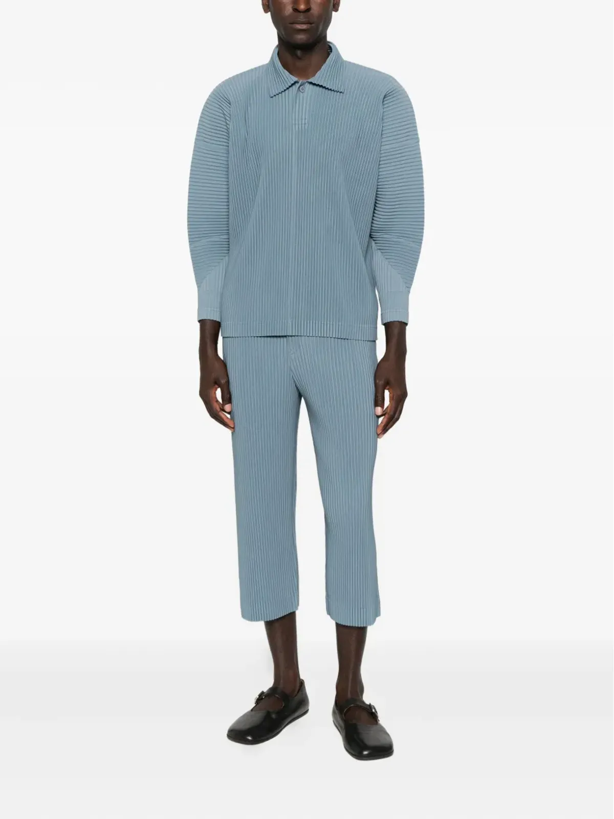 Homme Plissé Issey Miyake プリーツ加工の長袖ポロシャツ - 画像2