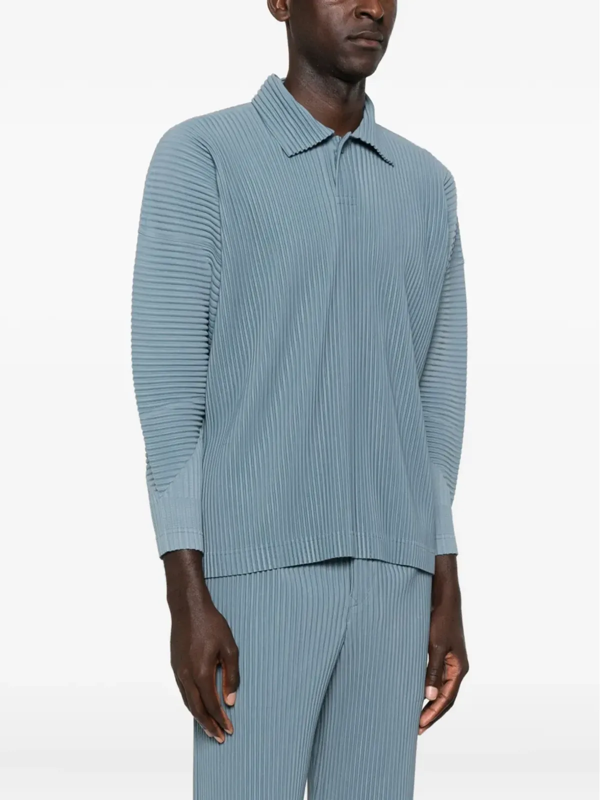 Homme Plissé Issey Miyake プリーツ加工の長袖ポロシャツ - 画像3