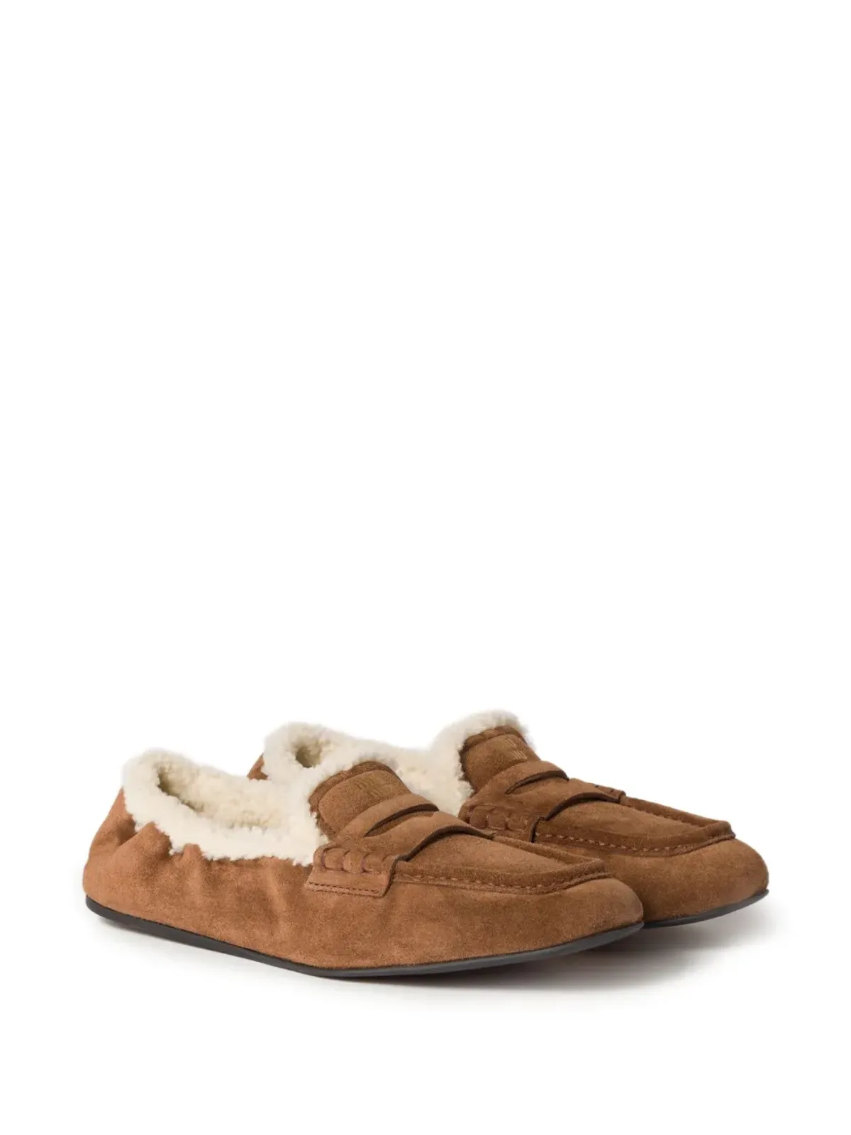Miu Miu logo-detail suede loafers - Brown - 画像2