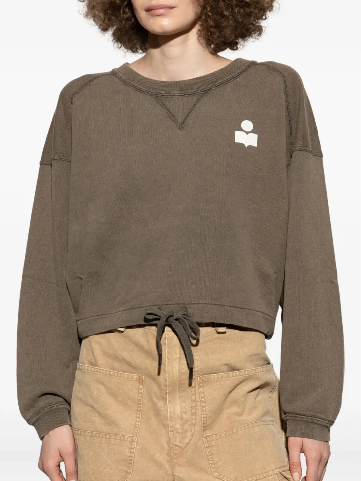 MARANT ÉTOILE ロゴプリント ドローストリングヘム スウェットシャツ - 画像3