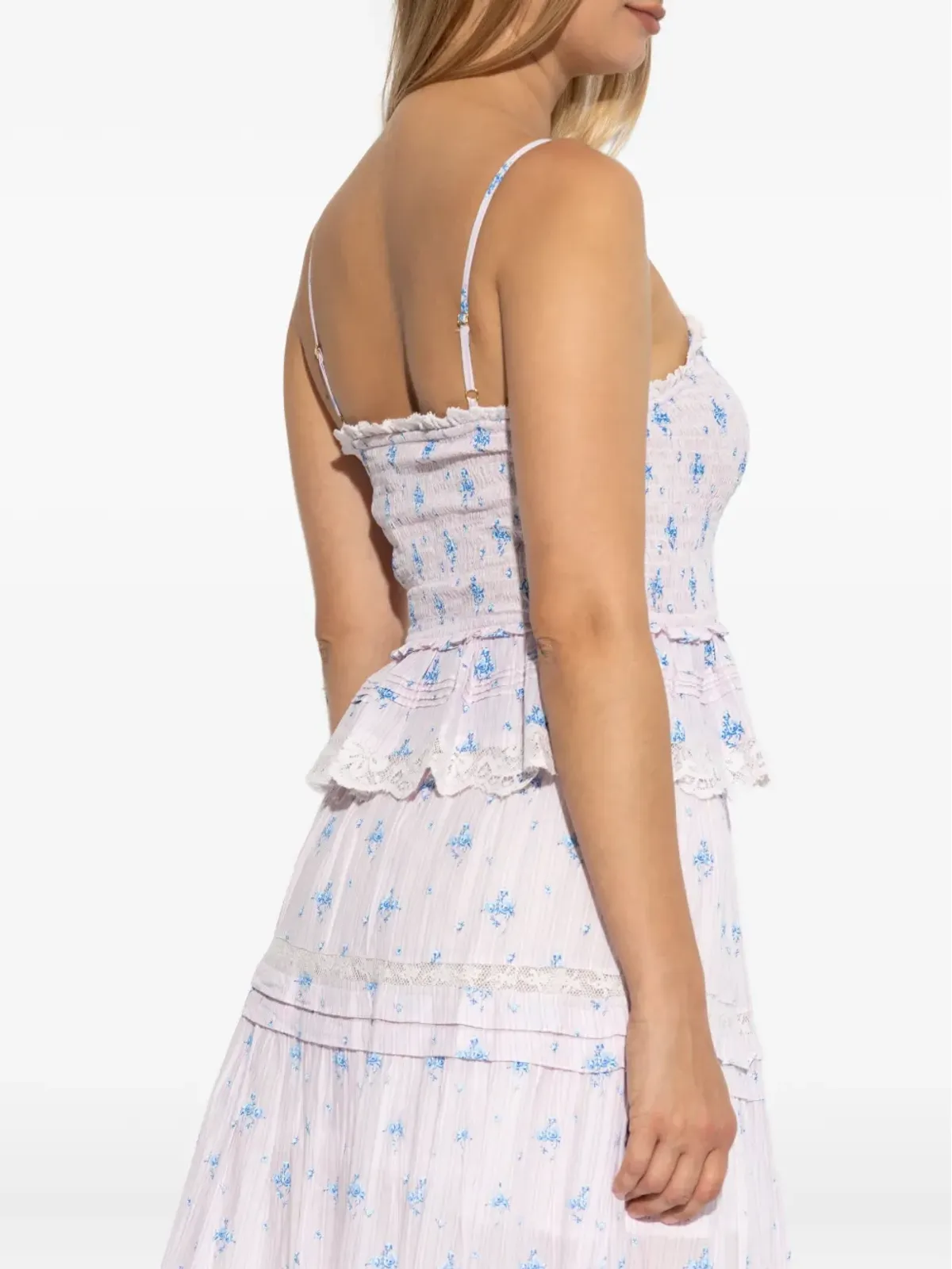LoveShackFancy 花柄レースのギャザー入りトップス - 画像4