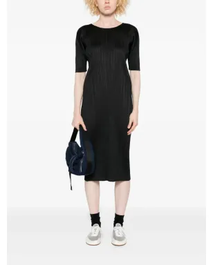 Pleats Please Issey Miyake Monthly Colors: August pleated midi dress - Black - サムネイル2
