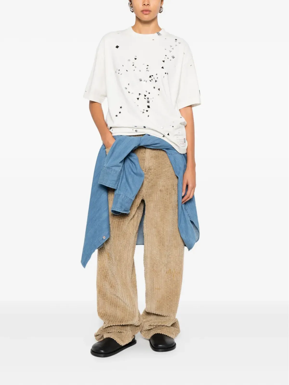 Maison MIHARA YASUHIRO embellished distressed T-shirt - White - 画像2