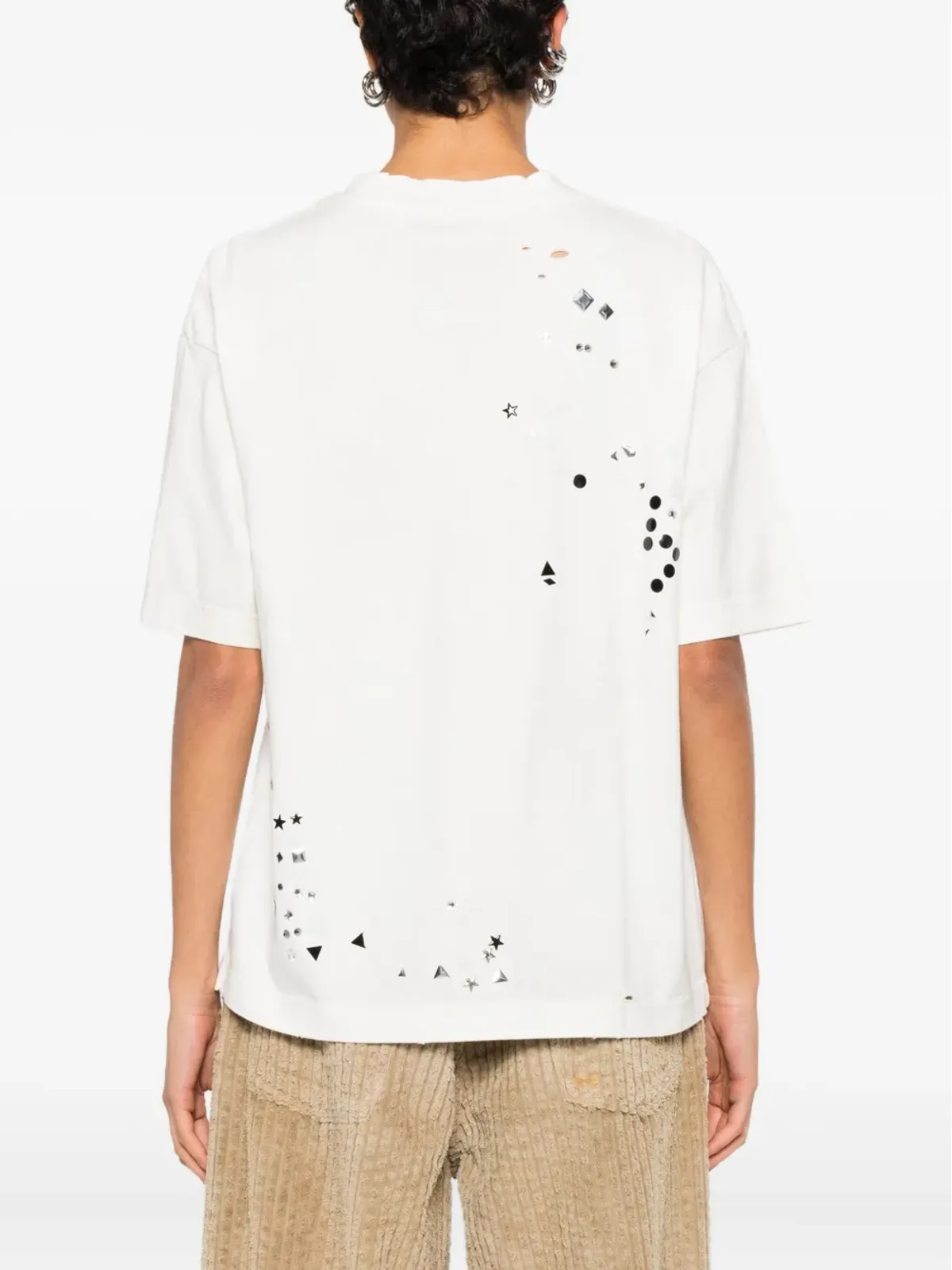 Maison MIHARA YASUHIRO embellished distressed T-shirt - White - 画像4