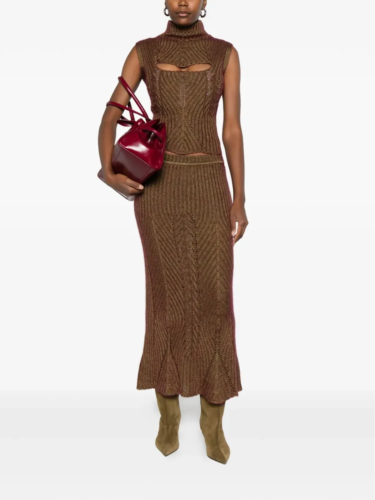 Vivienne Westwood リブ編みニットスカート - ゴールド - 画像2