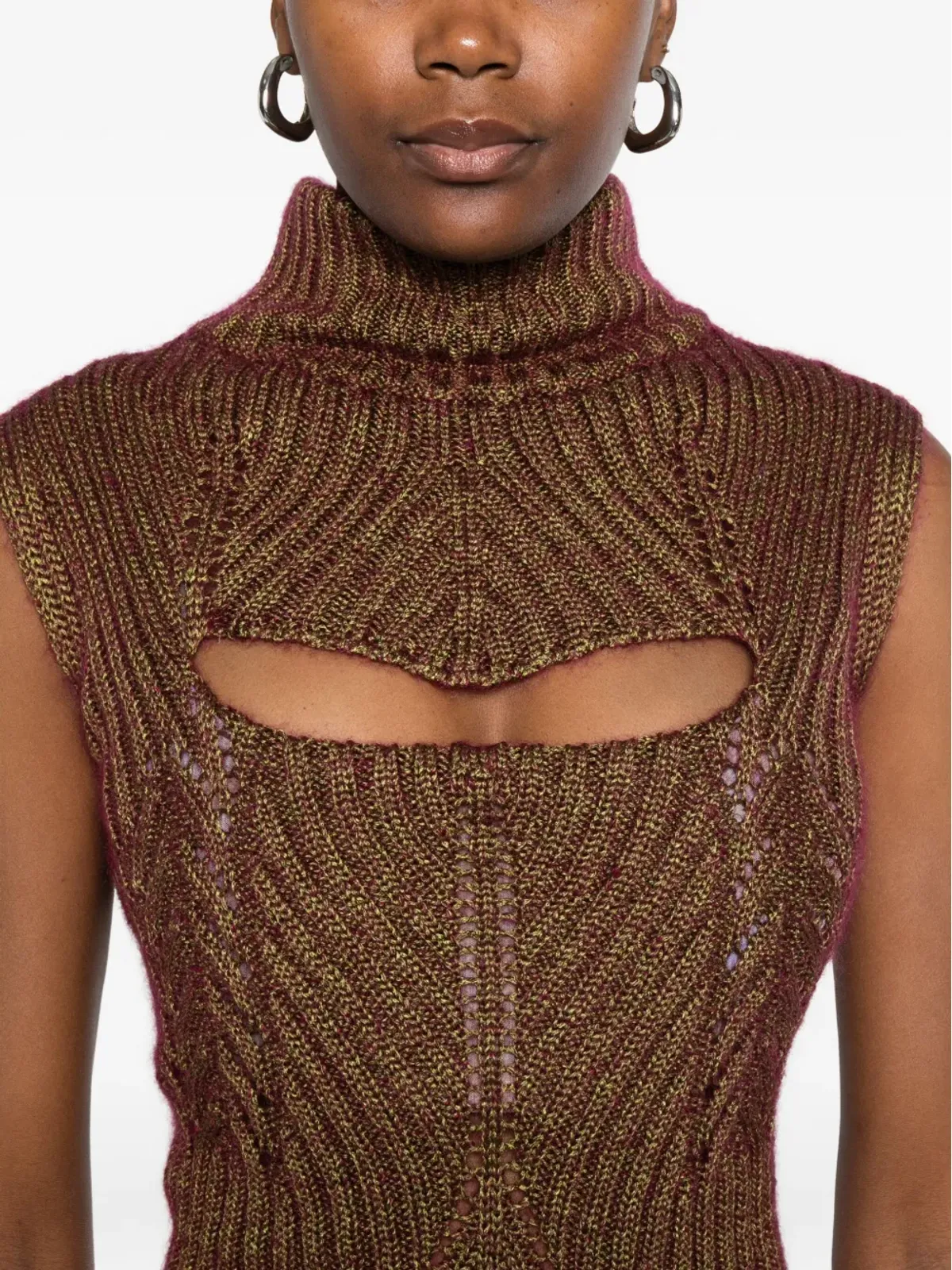 Vivienne Westwood Maryコルセット風ハイネックカットアウトトップ - ゴールド - 画像5