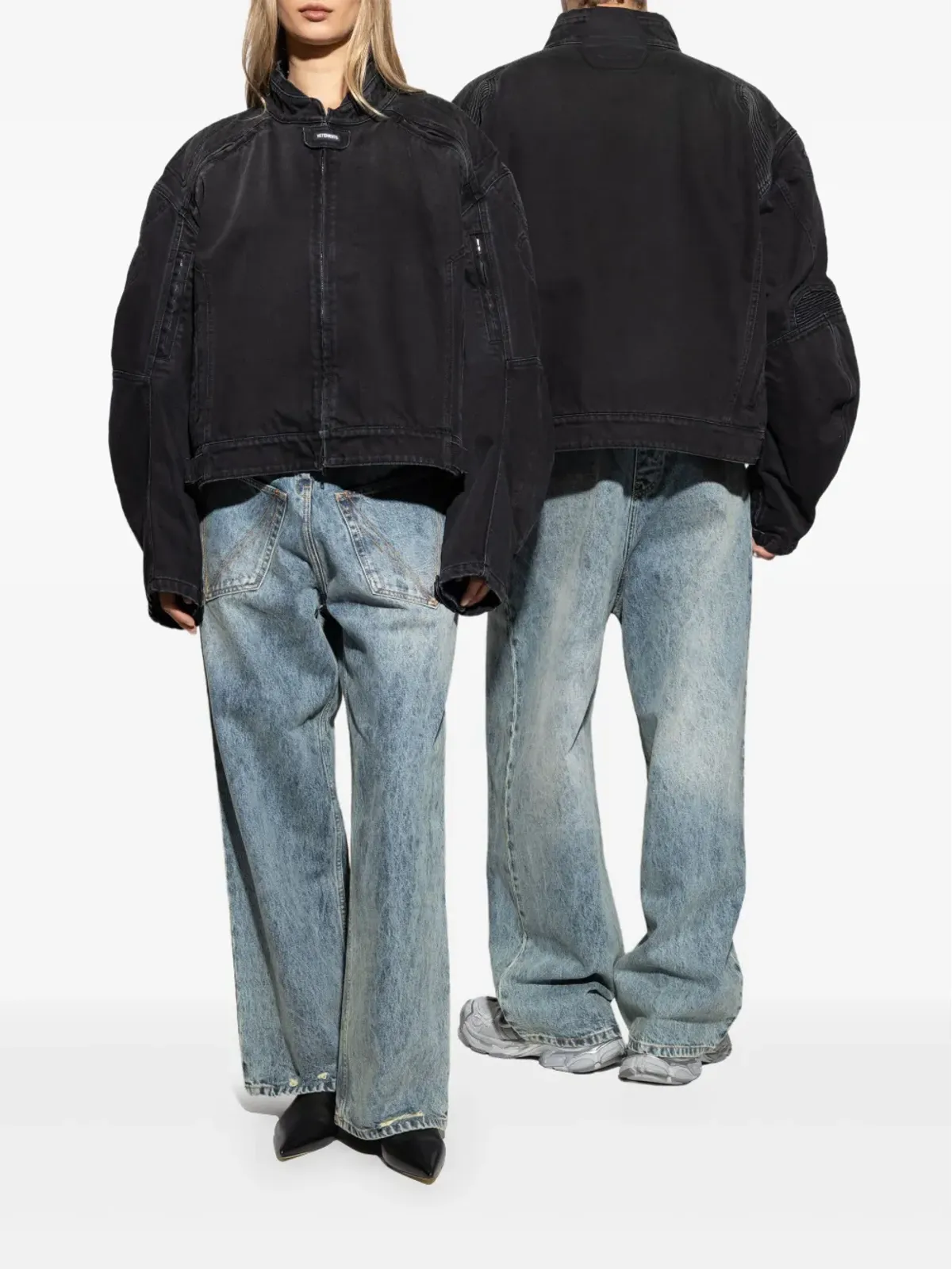 VETEMENTS ダメージ加工V字ヨークジーンズ ブルー - 画像2