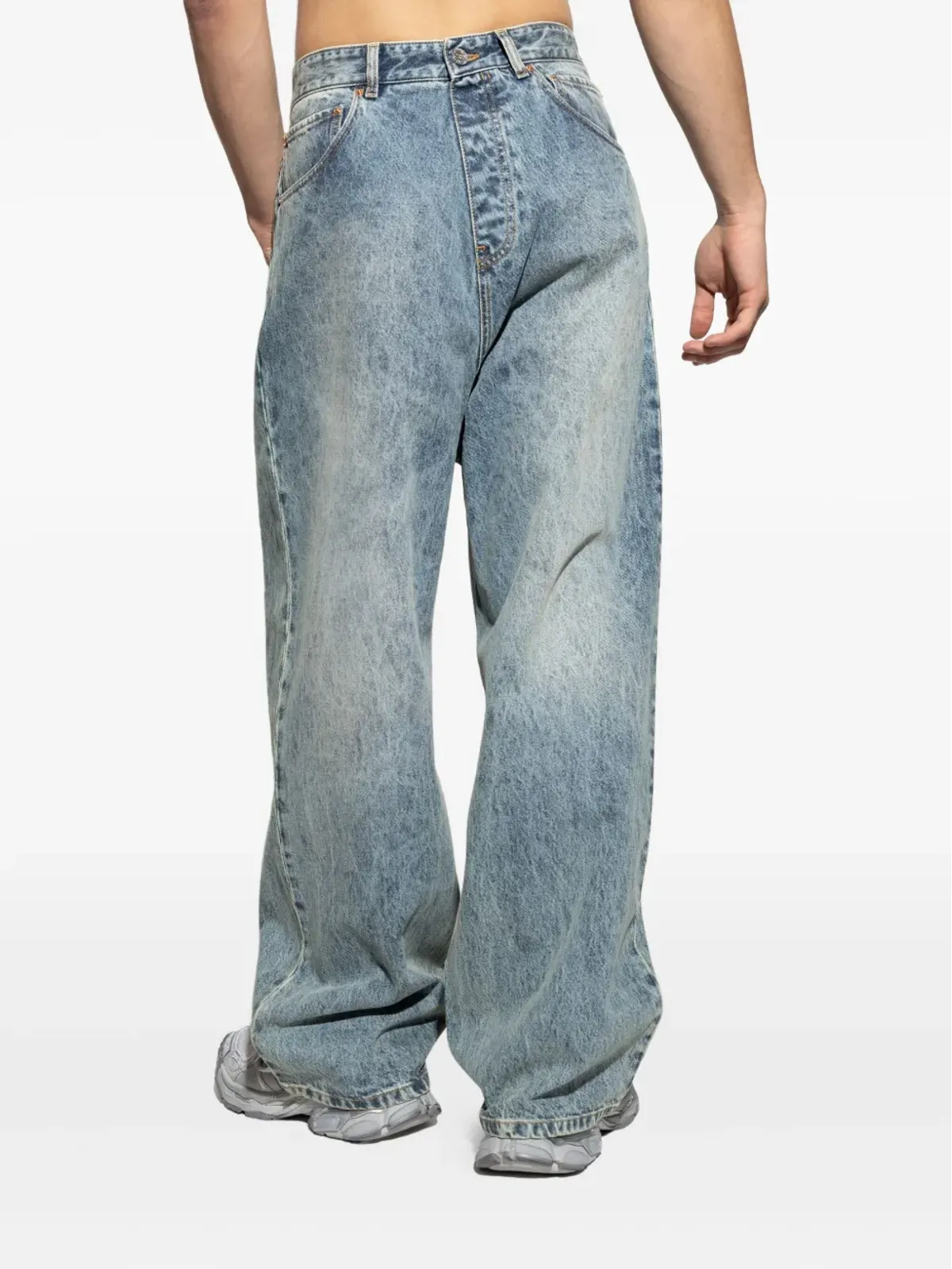 VETEMENTS ダメージ加工V字ヨークジーンズ ブルー - 画像4