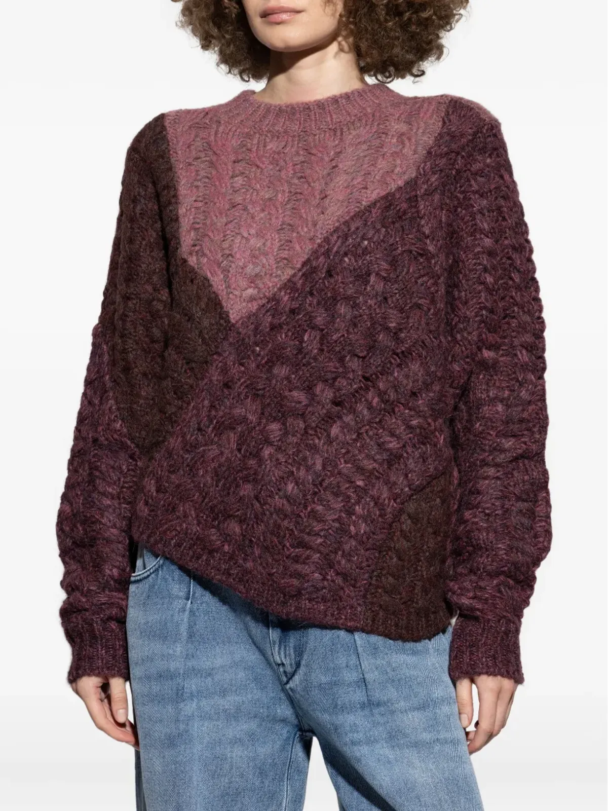 MARANT ÉTOILE ケーブルニットパッチワークセーター - 画像3
