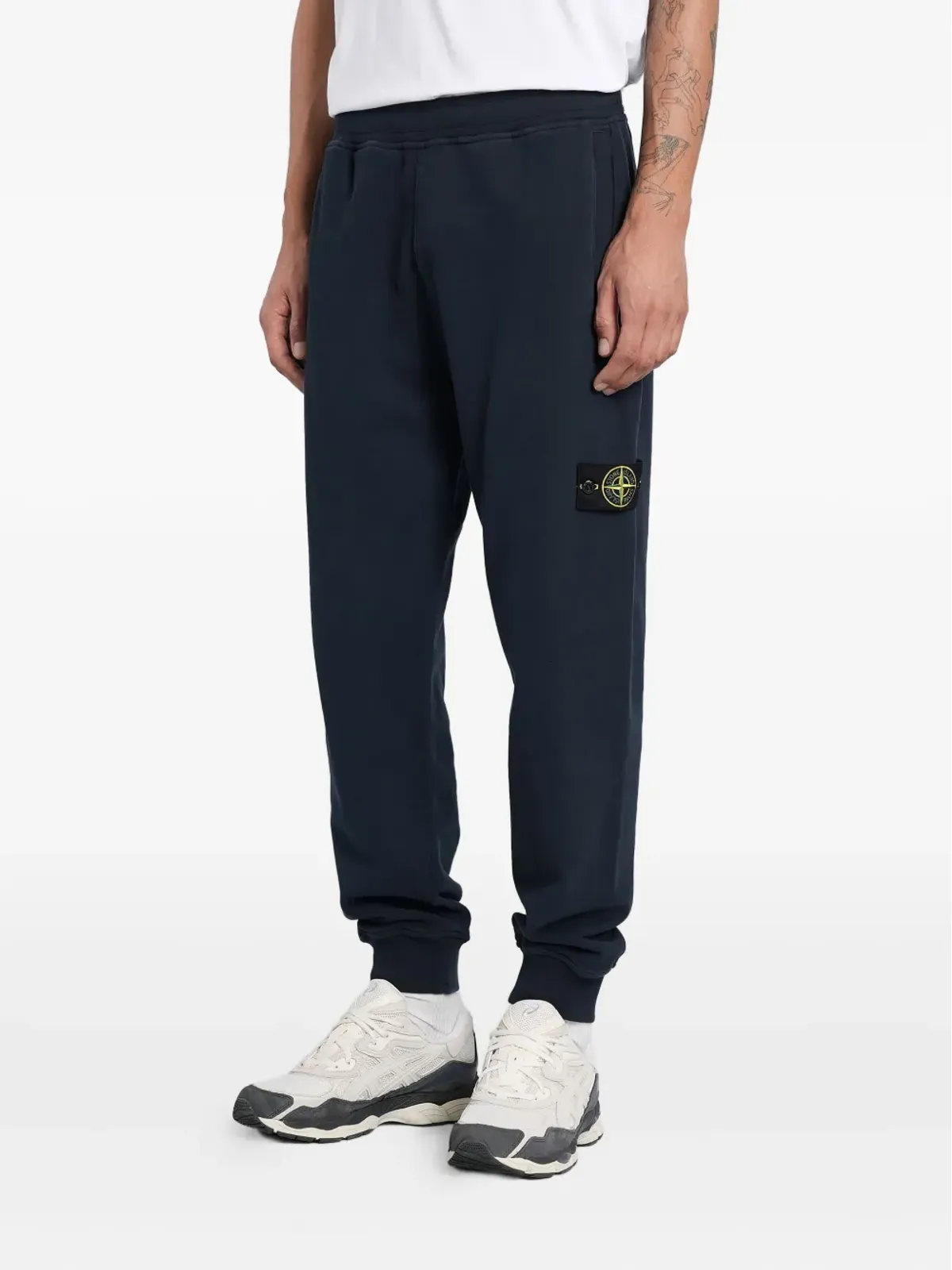 Stone Island カフ付きロゴパッチ トラックパンツ ブルー - 画像3