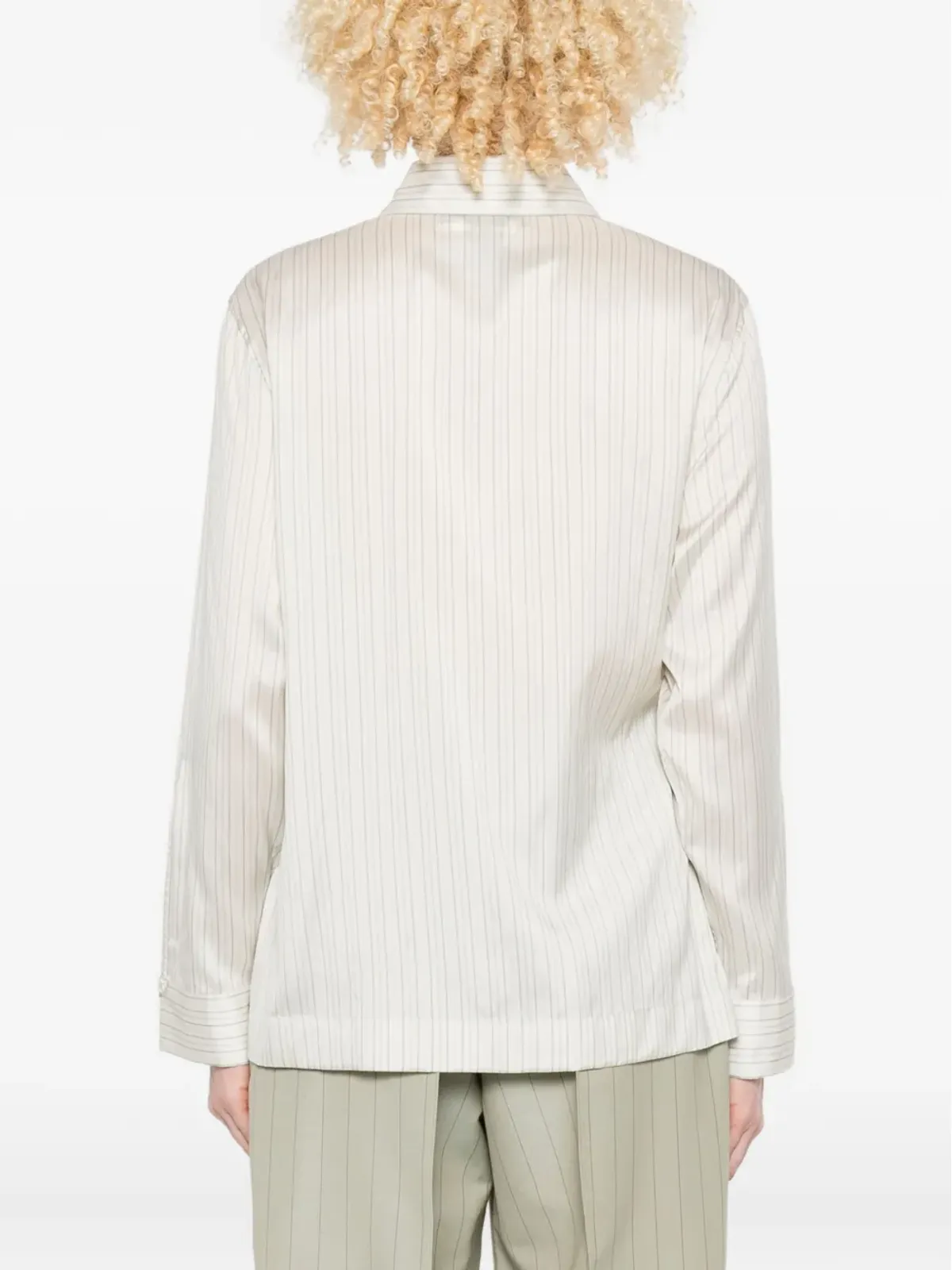 FENDI ピンストライプ ラップタイ ブラウス - 画像4