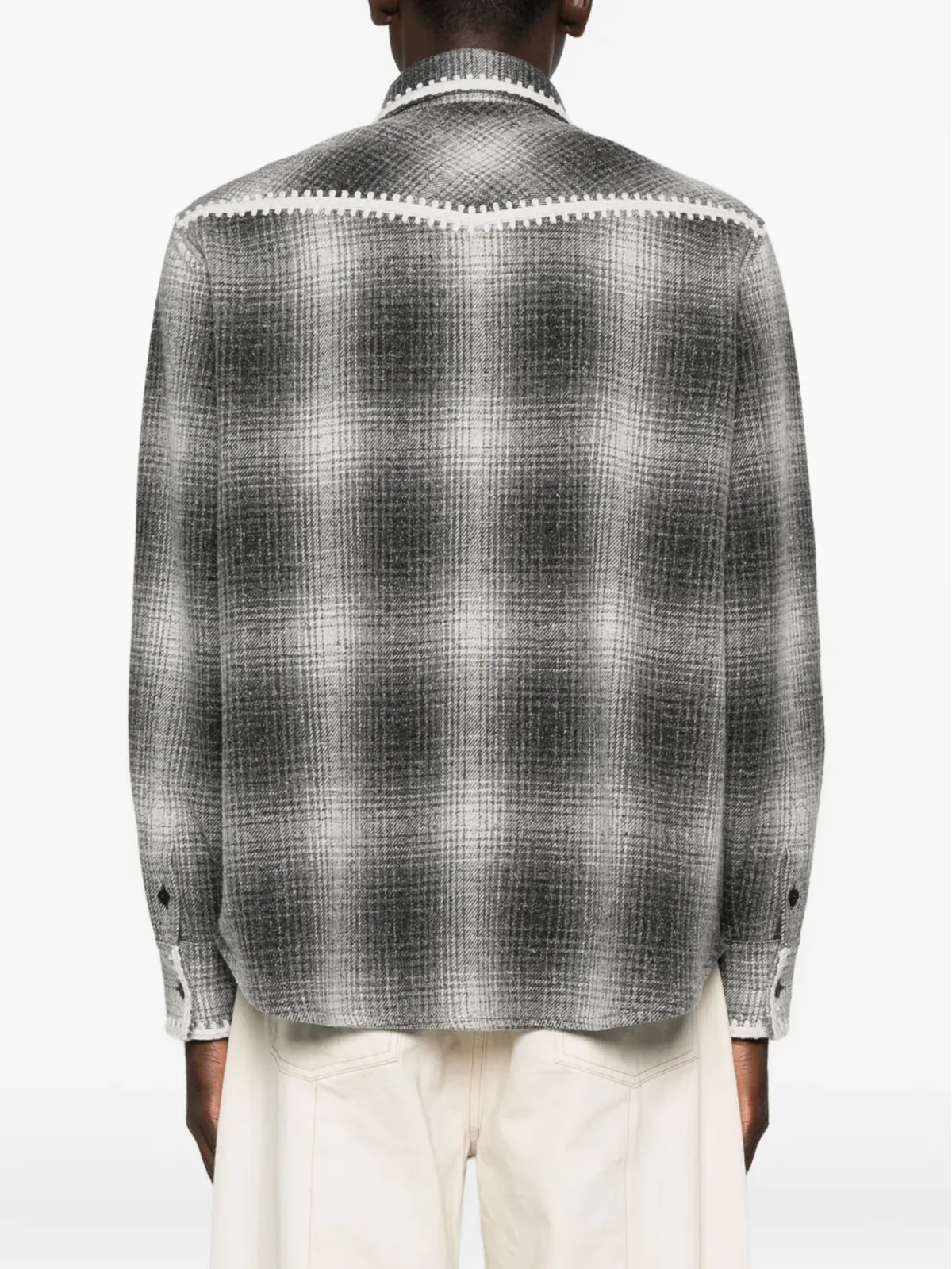Golden Goose チェック柄クロシェ編みトリム付きシャツジャケット - 画像4