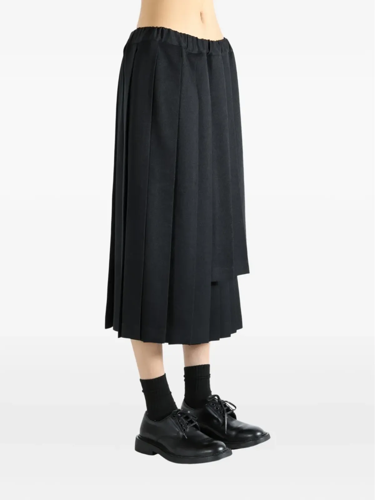 Comme Des Garçons Comme Des Garçons プリーツアシンメトリーミディスカート ブラック - 画像2