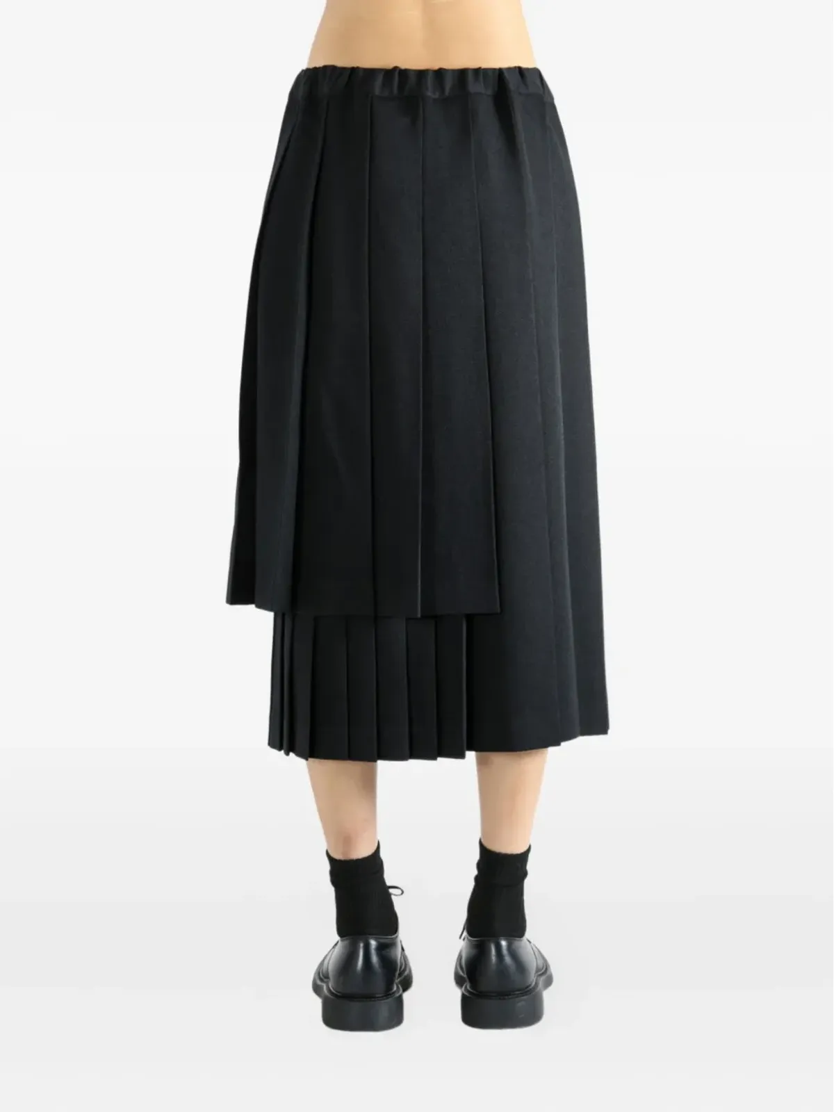 Comme Des Garçons Comme Des Garçons プリーツアシンメトリーミディスカート ブラック - 画像3