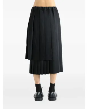 Comme Des Garçons Comme Des Garçons プリーツアシンメトリーミディスカート ブラック - サムネイル3