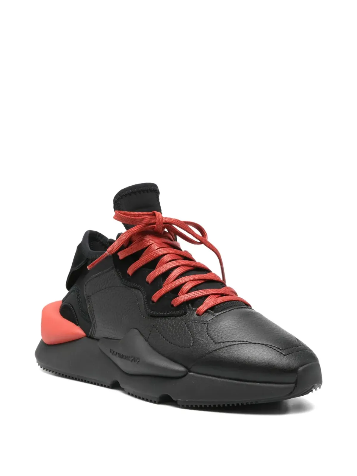 Y-3 Kaiwa レザー・パネルド レースアップスニーカー - ブラック - 画像2