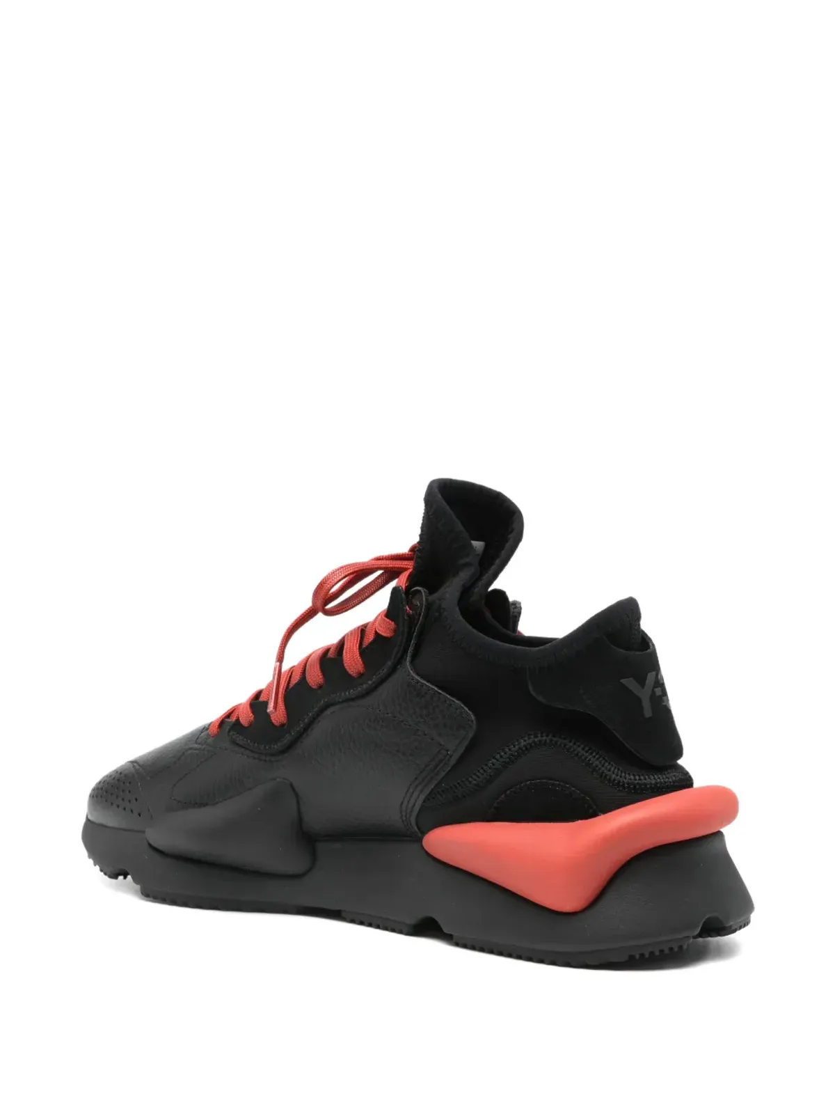 Y-3 Kaiwa レザー・パネルド レースアップスニーカー - ブラック - 画像3