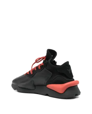 Y-3 Kaiwa レザー・パネルド レースアップスニーカー - ブラック - サムネイル3