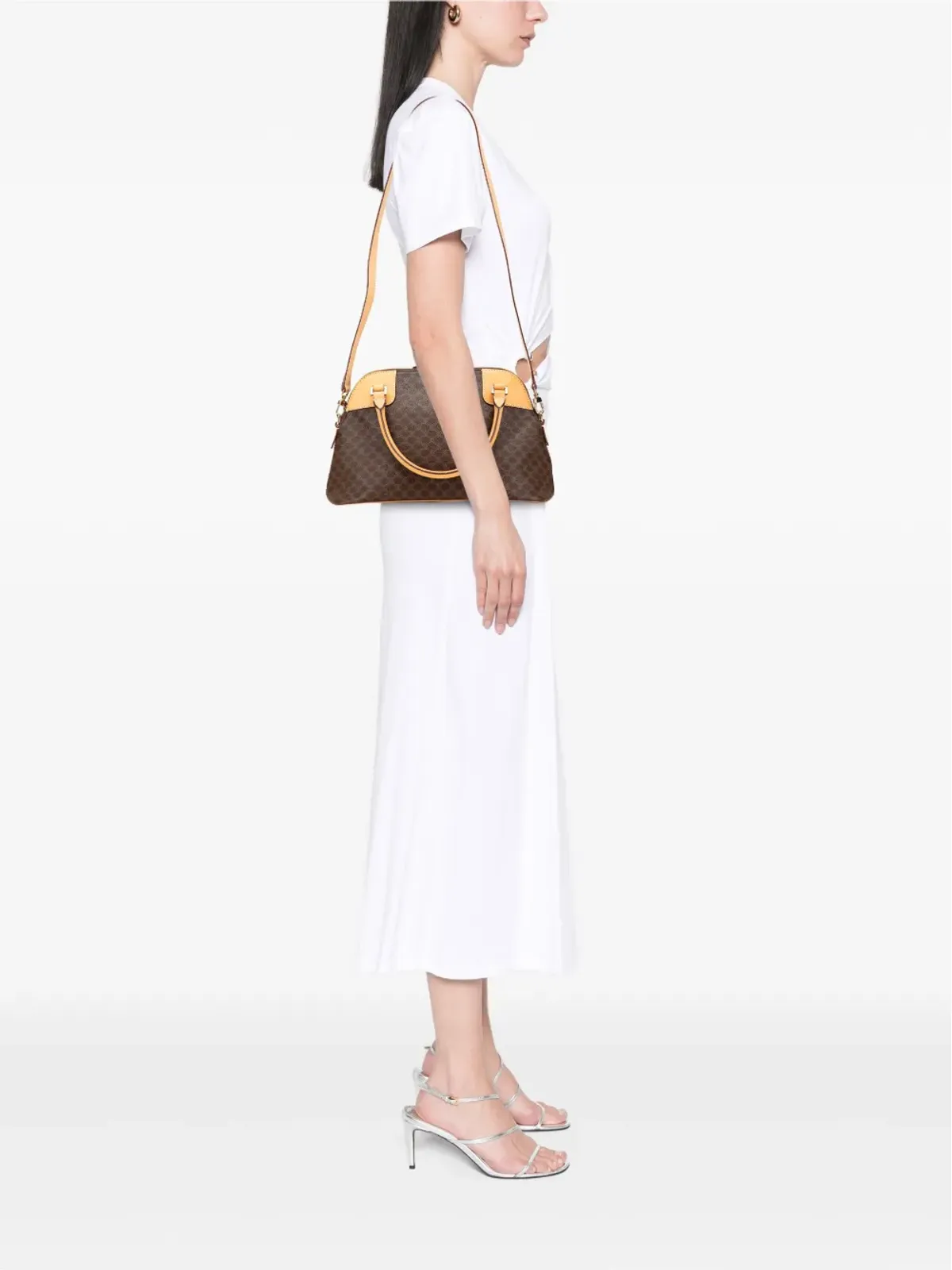 Celine Pre-Owned マカダム コーテッドキャンバス ドーム サッチェル - 画像2