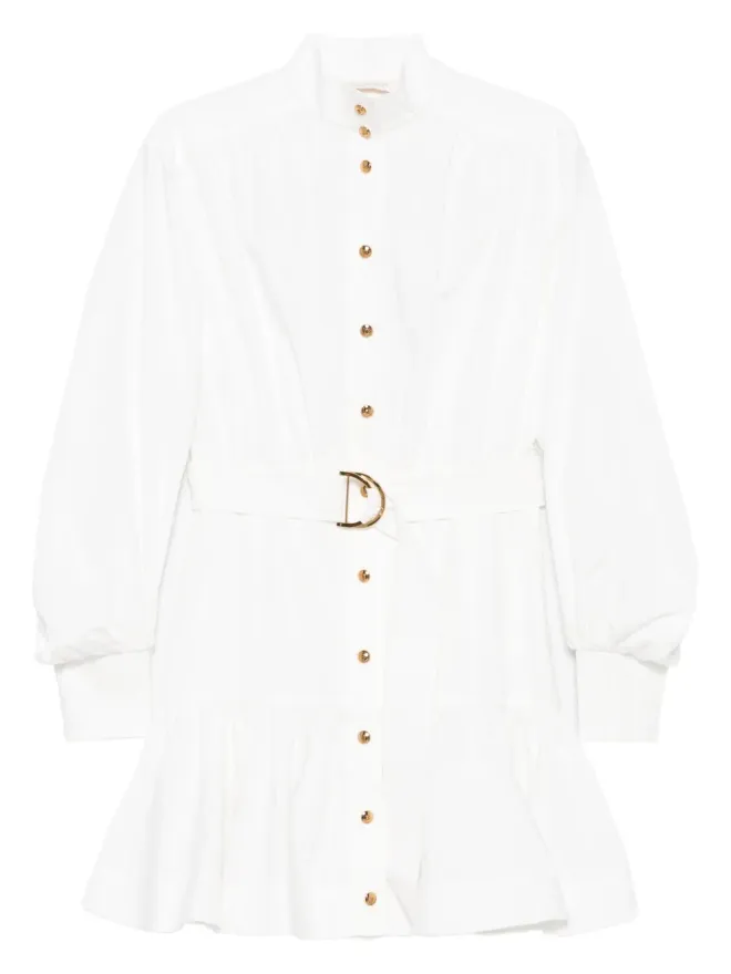 Zimmermann ZIMMERMANN ベルト付きボタンフロントミニドレス - ホワイトの商品画像