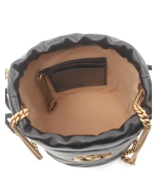 Gucci Pre-Owned ミニ GG Marmont バケットバッグ - ブラック - サムネイル3